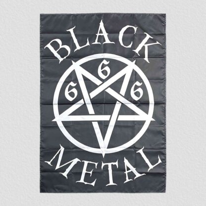 Black Metal Pentagram 666 Flag