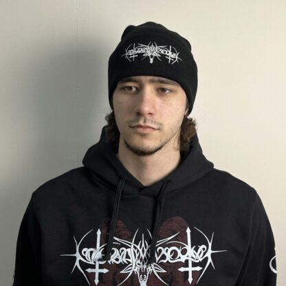 Nokturnal Mortum – Goat Horns White Logo Beanie Black