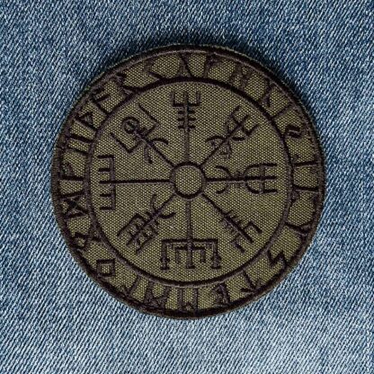 Vegvisir In Futhark Black Velcro Patch