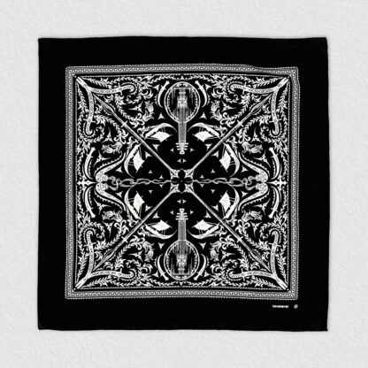 Kobza Black (White Print) Bandana